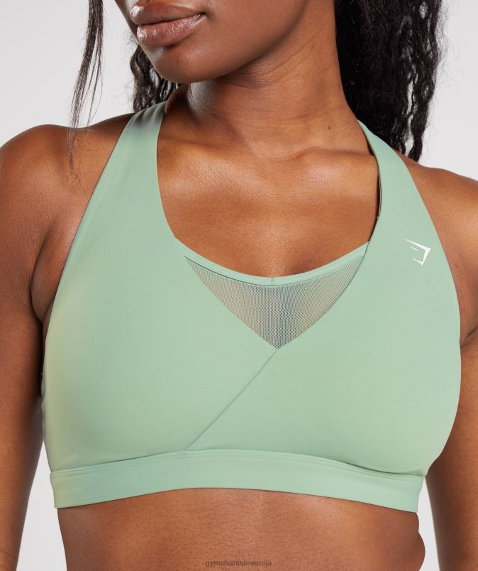 crossover športni nedrček ženskeGymshark zelena puščavska kadulja J00L2162