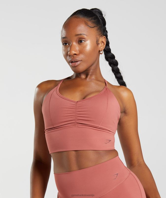 dvigniti športni nedrček s parangalom ženskeGymshark rožnato rjava J00L2169