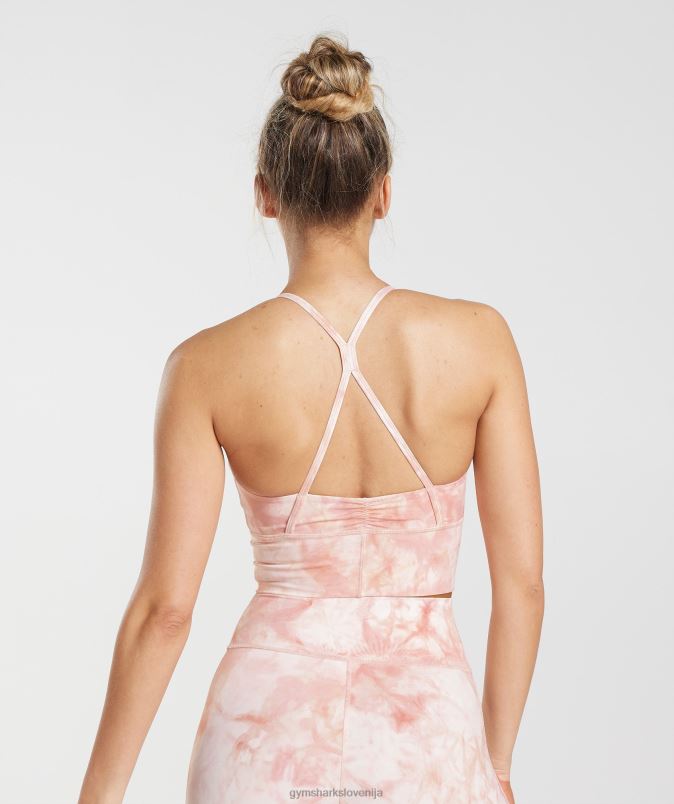 elevate sprej dye longline športni nedrček ženskeGymshark bela/megleno roza/skandi roza J00L2133