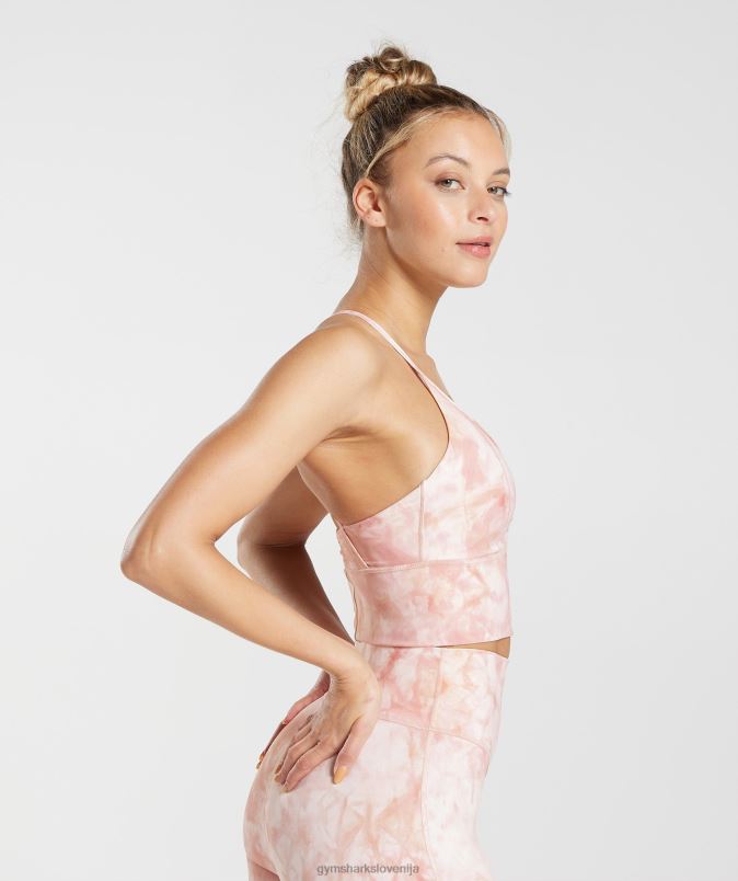 elevate sprej dye longline športni nedrček ženskeGymshark bela/megleno roza/skandi roza J00L2133