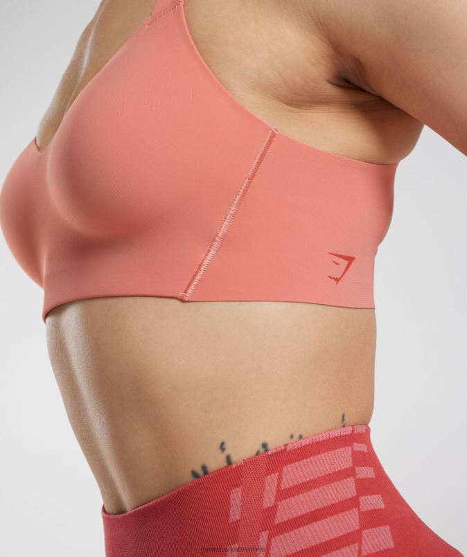 neomejen športni nedrček ženskeGymshark terakota roza J00L2134