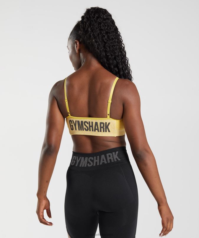 športni modrček s fleksibilnimi naramnicami ženskeGymshark medaljon rumen/bel lapor J00L2181