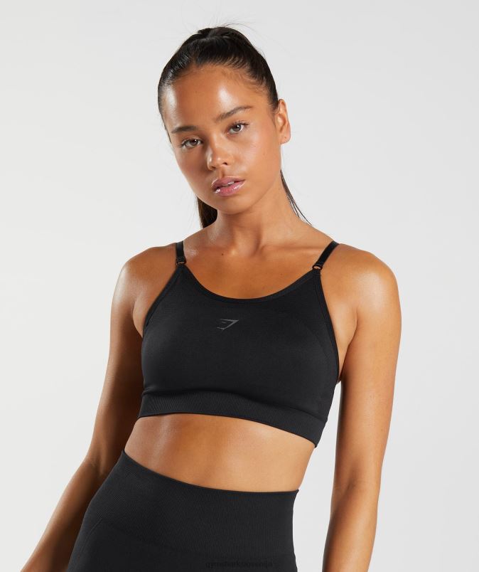 športni modrček s fleksibilnimi naramnicami ženskeGymshark Črna J00L2196