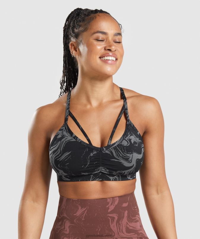 športni nedrček gs power ženskeGymshark črni tisk J00L2199