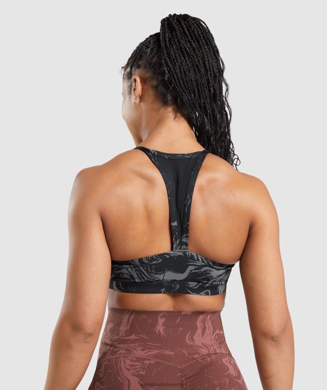 športni nedrček gs power ženskeGymshark črni tisk J00L2199