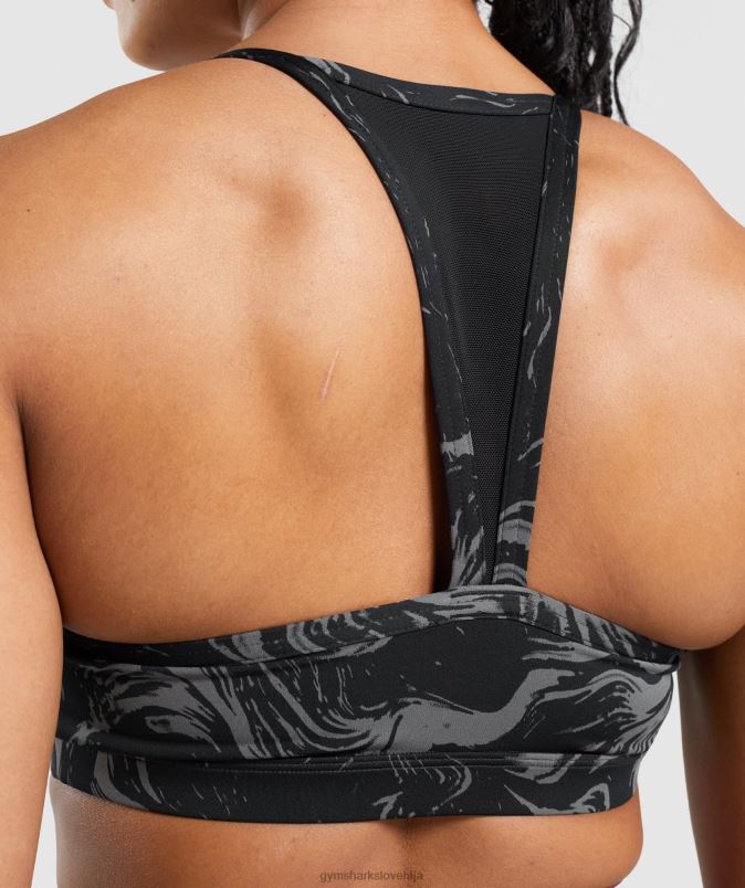 športni nedrček gs power ženskeGymshark črni tisk J00L2199
