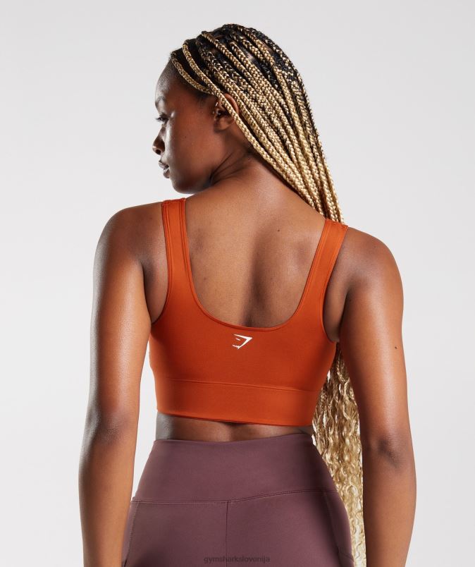 športni nedrček s parangalom ženskeGymshark opečnato rdeča J00L2142