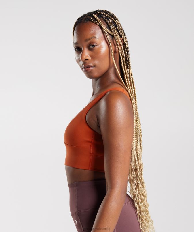 športni nedrček s parangalom ženskeGymshark opečnato rdeča J00L2142