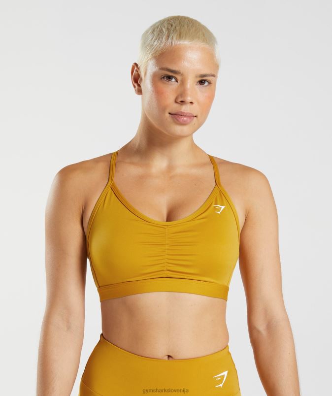 športni nedrček z naborki ženskeGymshark kurkuma rumena J00L2228