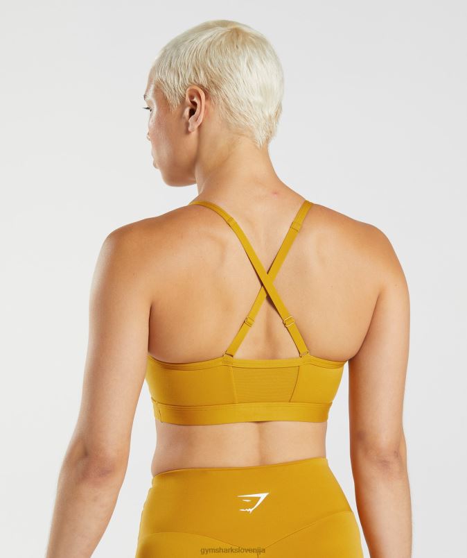 športni nedrček z naborki ženskeGymshark kurkuma rumena J00L2228