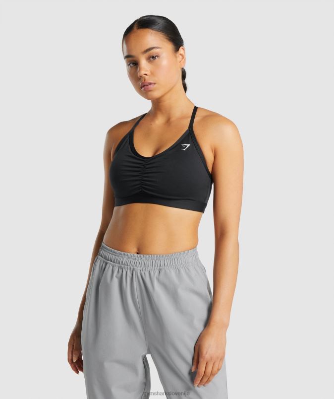 športni nedrček z naborki ženskeGymshark Črna J00L2197