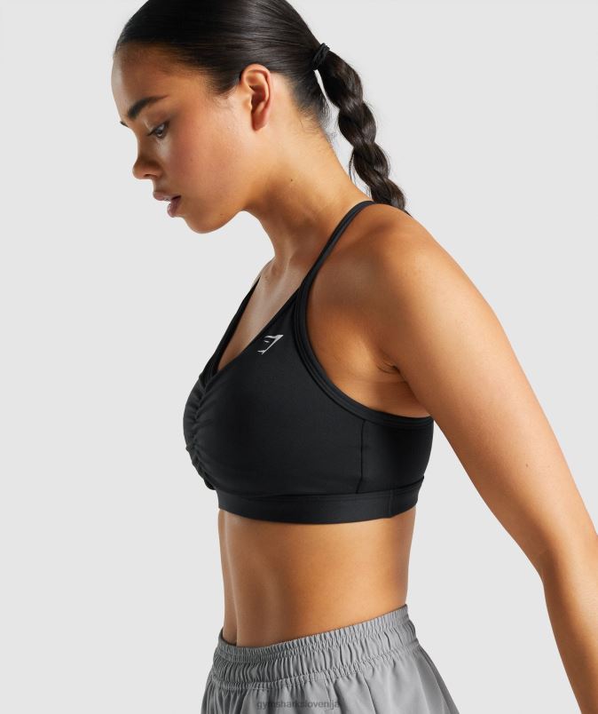 športni nedrček z naborki ženskeGymshark Črna J00L2197