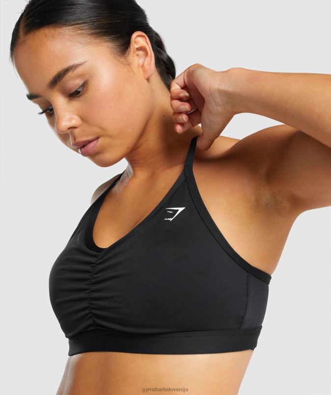športni nedrček z naborki ženskeGymshark Črna J00L2197