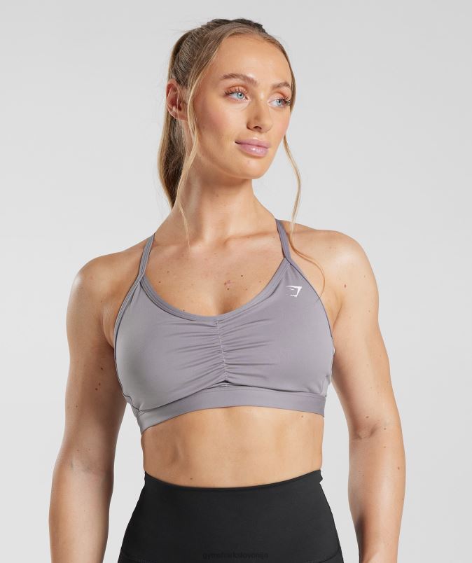 športni nedrček z naborki ženskeGymshark skrilavca sivke J00L2124