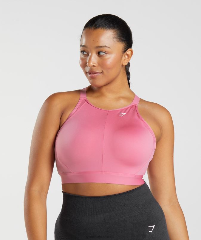 športni nedrček z visokim ovratnikom in visoko podporo ženskeGymshark cveti roza J00L2170