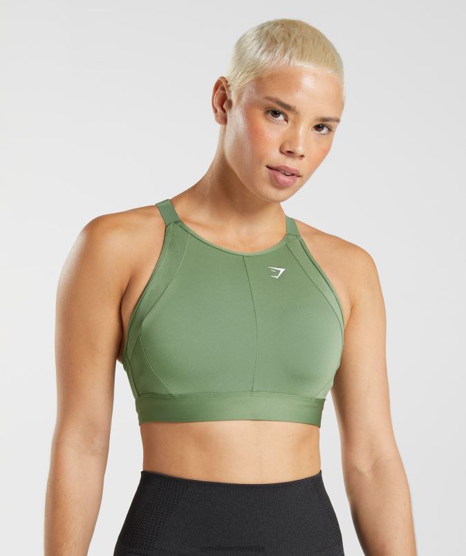 športni nedrček z visokim ovratnikom in visoko podporo ženskeGymshark iguana zelena J00L2191