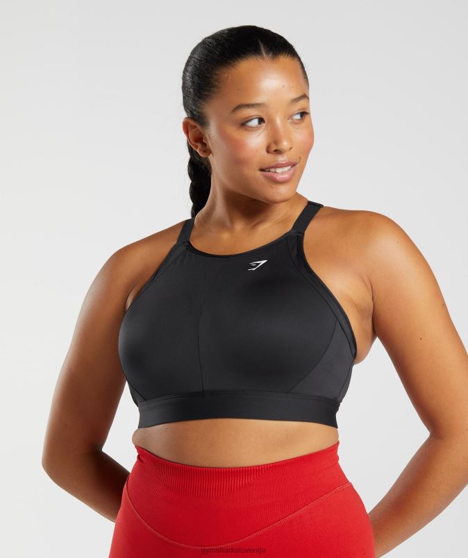 športni nedrček z visokim ovratnikom in visoko podporo ženskeGymshark Črna J00L2184
