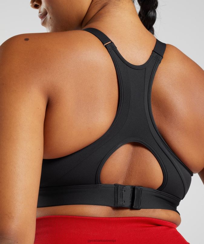 športni nedrček z visokim ovratnikom in visoko podporo ženskeGymshark Črna J00L2184