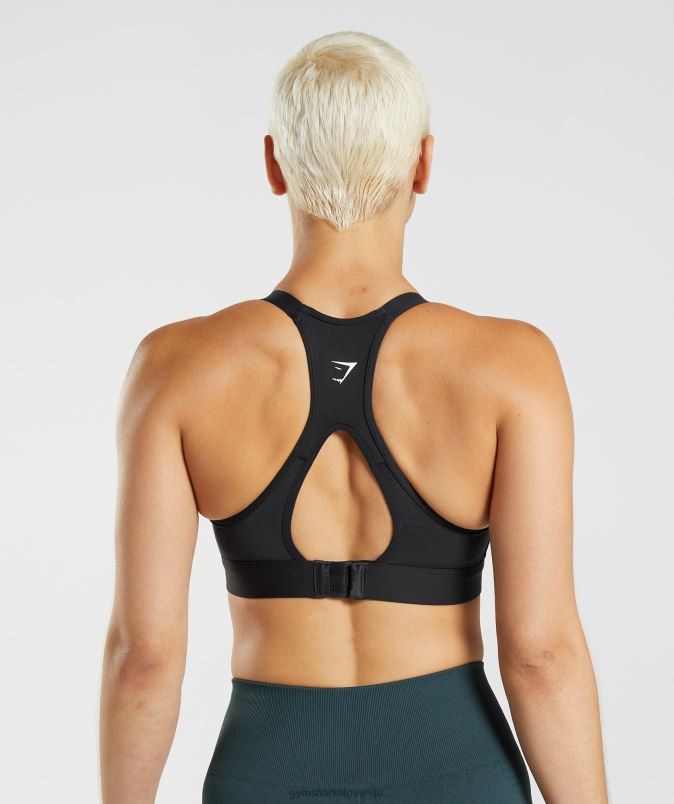 športni nedrček z visoko podporo na hrbtu ženskeGymshark Črna J00L2194