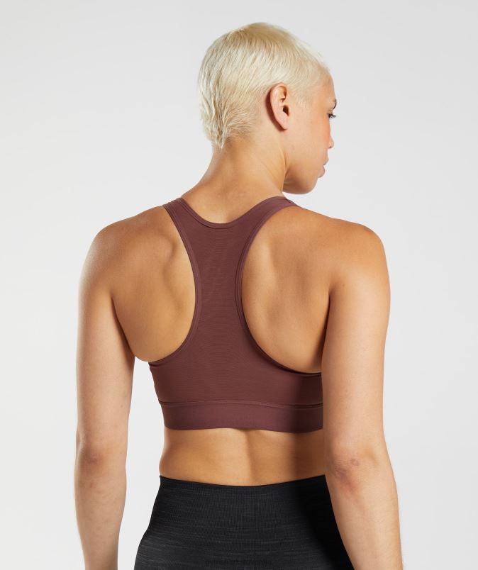 športni nedrček z visoko podporo racerback ženskeGymshark češnjevo rjava J00L2160