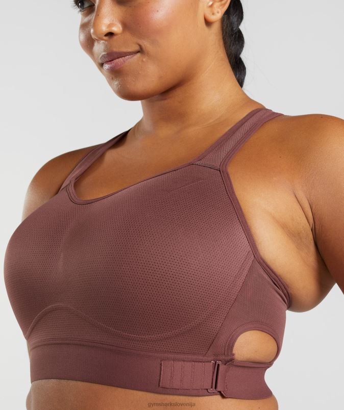 športni nedrček z visoko podporo racerback ženskeGymshark češnjevo rjava J00L2160
