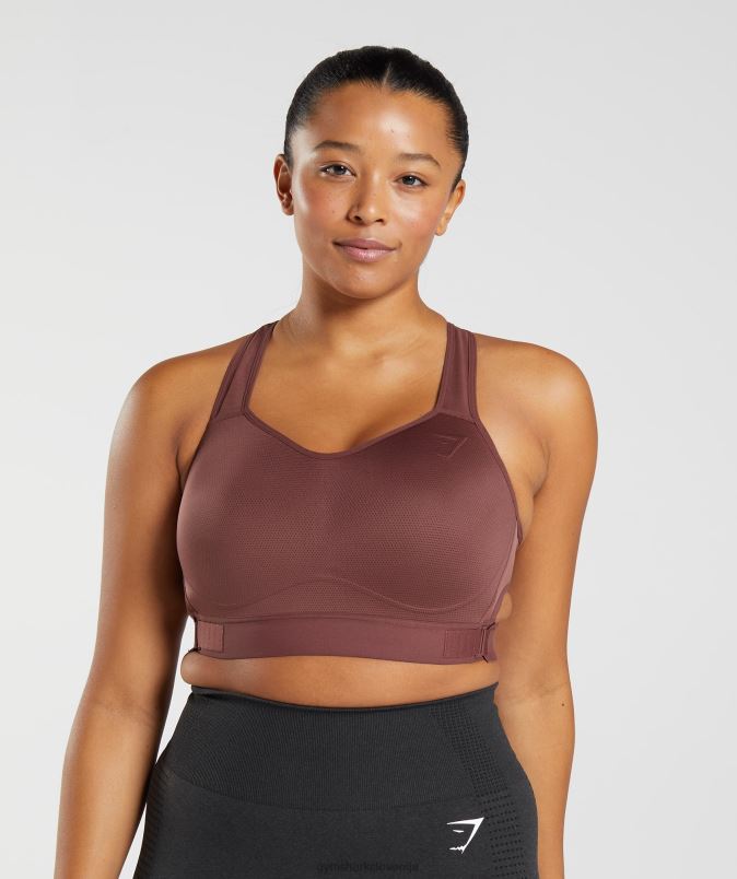 športni nedrček z visoko podporo racerback ženskeGymshark češnjevo rjava J00L2160