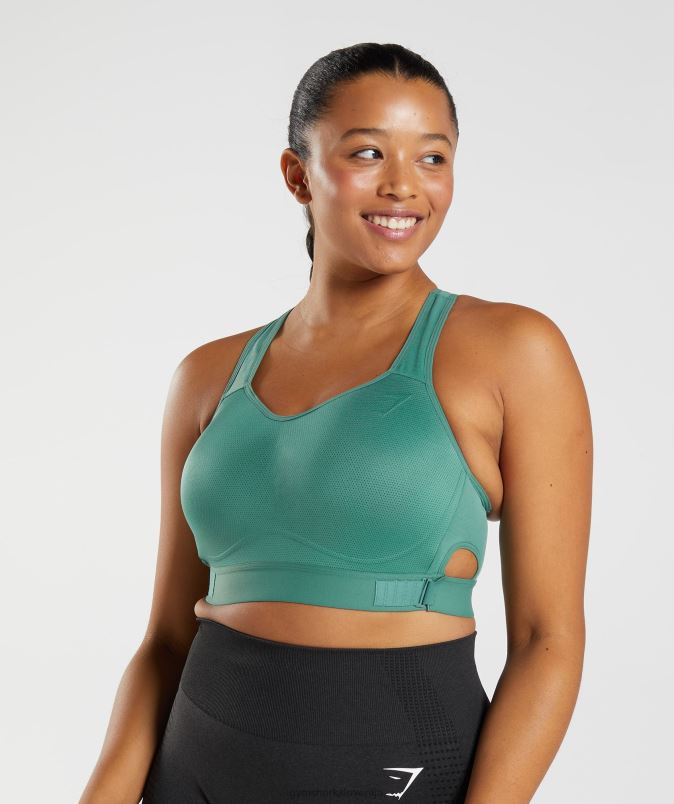 športni nedrček z visoko podporo racerback ženskeGymshark hoya zelena J00L2178