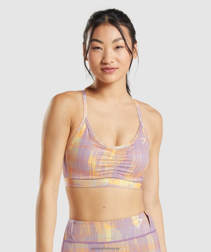 športni športni nedrček ženskeGymshark oranžni tisk J00L2234
