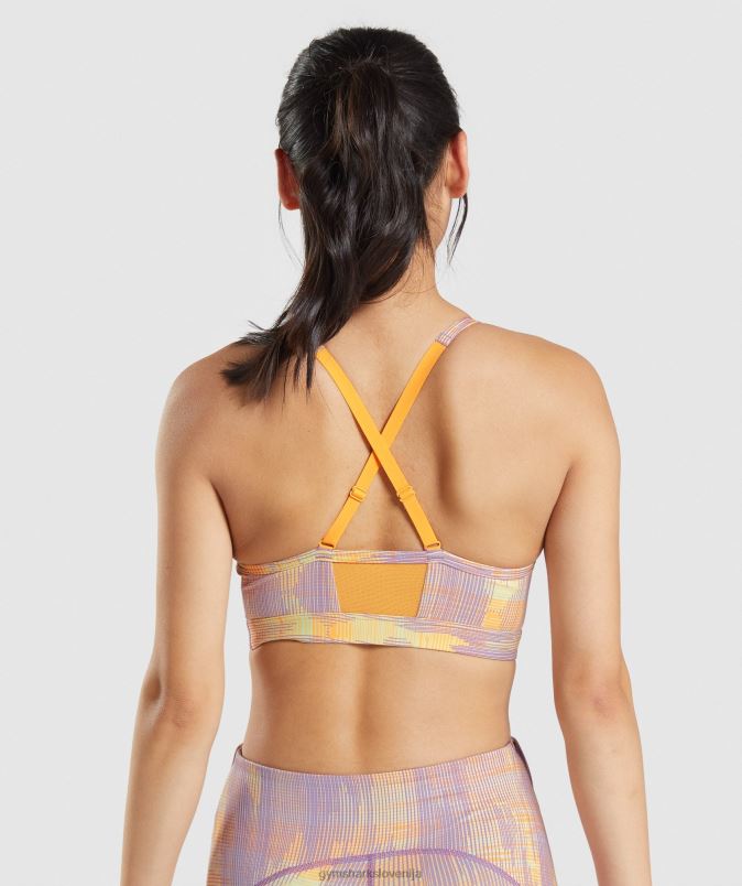 športni športni nedrček ženskeGymshark oranžni tisk J00L2234