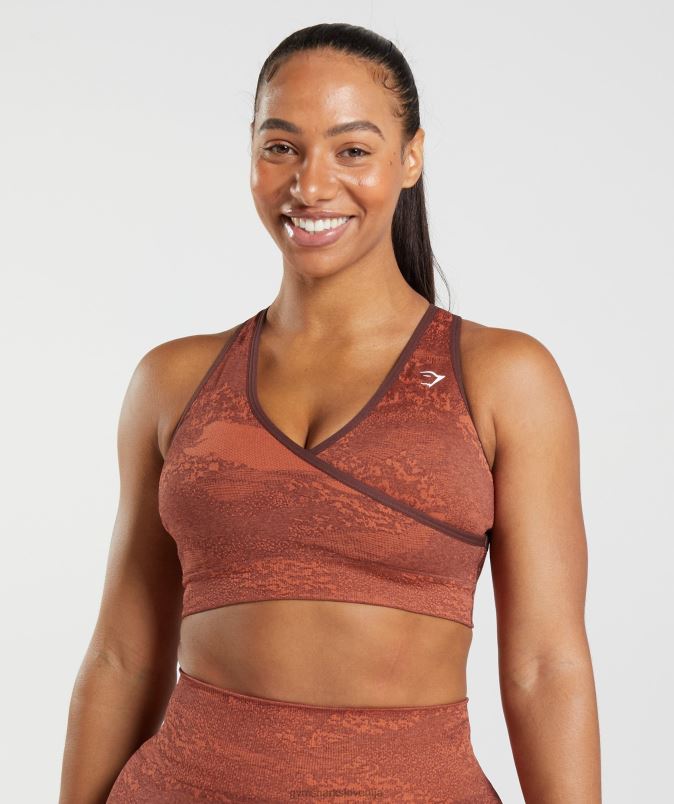prilagodite maskirni brezšivni športni nedrček ženskeGymshark nevihtno rdeča/češnjevo rjava J00L2161