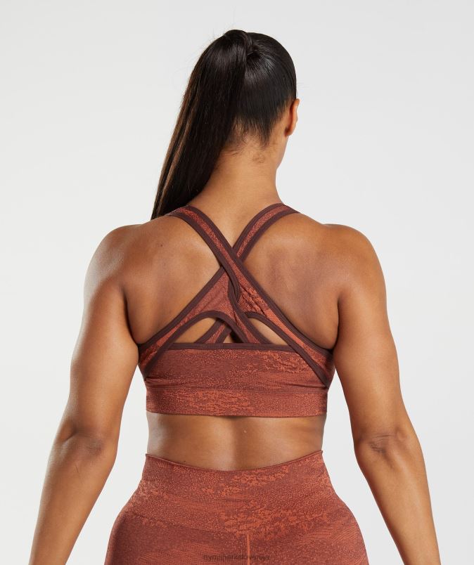 prilagodite maskirni brezšivni športni nedrček ženskeGymshark nevihtno rdeča/češnjevo rjava J00L2161