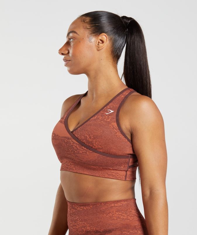 prilagodite maskirni brezšivni športni nedrček ženskeGymshark nevihtno rdeča/češnjevo rjava J00L2161