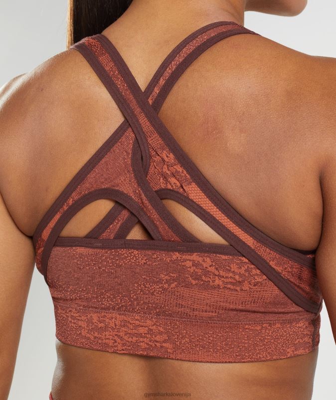 prilagodite maskirni brezšivni športni nedrček ženskeGymshark nevihtno rdeča/češnjevo rjava J00L2161