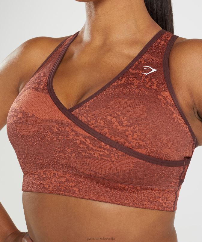 prilagodite maskirni brezšivni športni nedrček ženskeGymshark nevihtno rdeča/češnjevo rjava J00L2161
