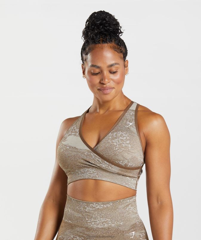prilagodite maskirni brezšivni športni nedrček ženskeGymshark prodnato siva/soul rjava J00L2176