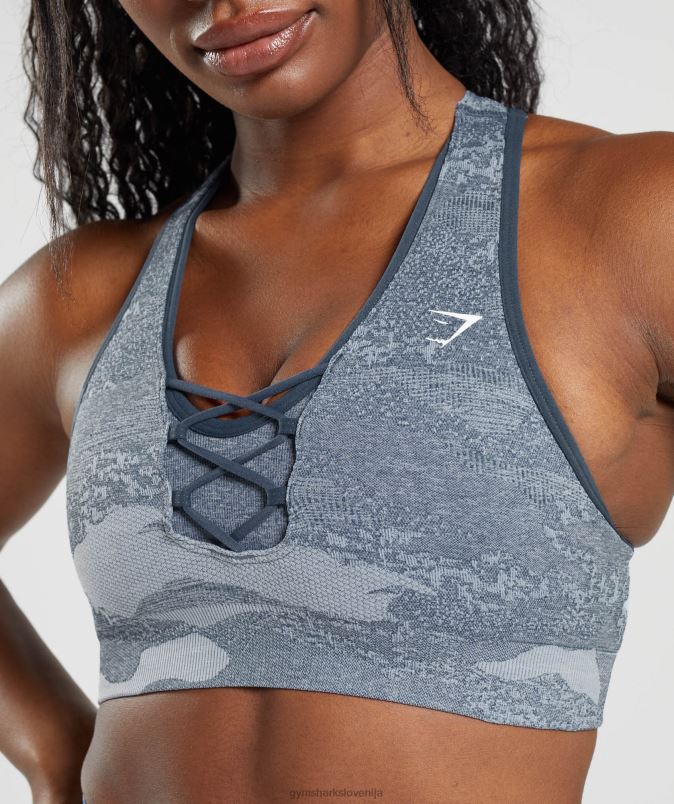 prilagodite maskirni brezšivni športni nedrček ženskeGymshark rečni kamen siva/večerno modra J00L2145