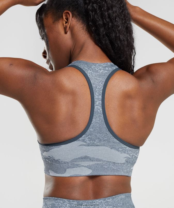 prilagodite maskirni brezšivni športni nedrček ženskeGymshark rečni kamen siva/večerno modra J00L2145