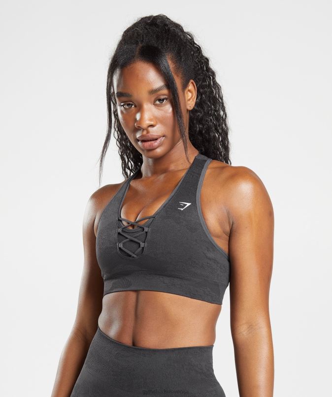 prilagodite maskirni brezšivni športni nedrček ženskeGymshark črna/oniks siva J00L2138