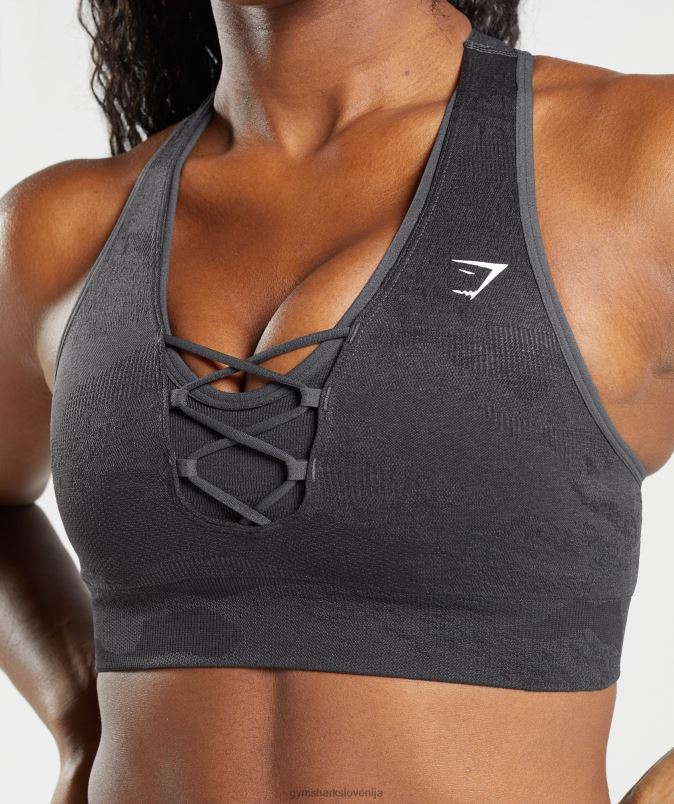 prilagodite maskirni brezšivni športni nedrček ženskeGymshark črna/oniks siva J00L2138