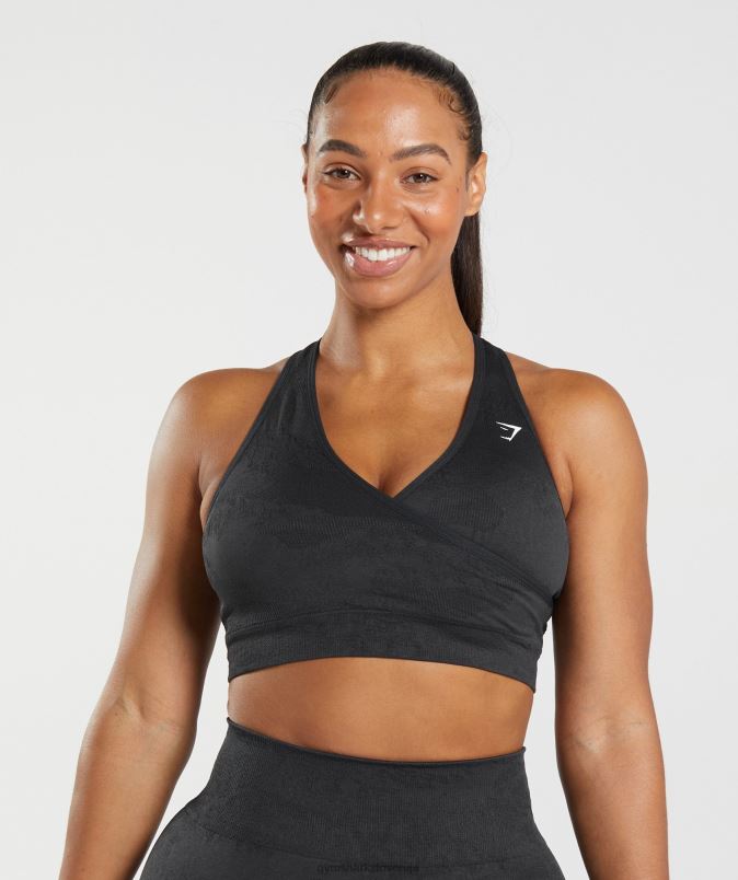 prilagodite maskirni brezšivni športni nedrček ženskeGymshark črna/oniks siva J00L2192