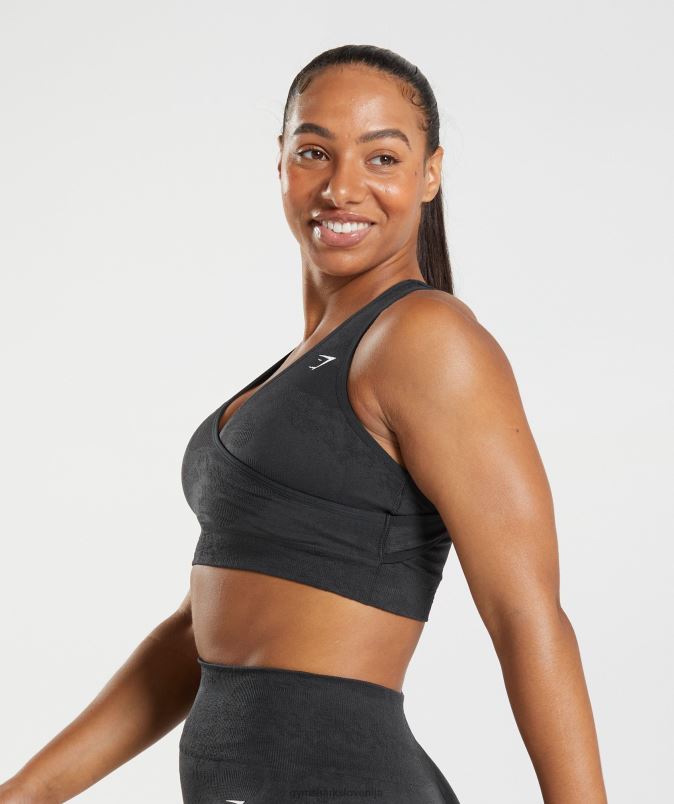 prilagodite maskirni brezšivni športni nedrček ženskeGymshark črna/oniks siva J00L2192