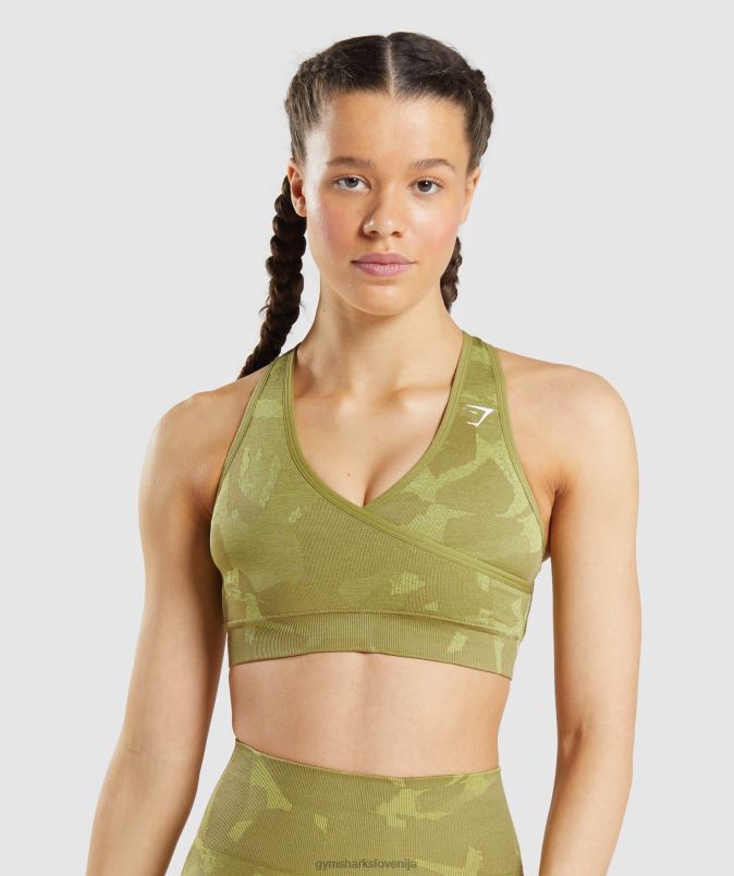 prilagodite maskirni brezšivni športni nedrček ženskeGymshark savana | grifon zelena J00L2193
