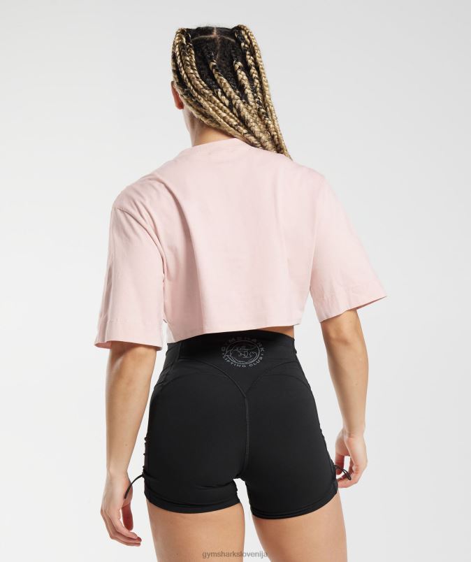 bombažna škatlasta majica ženskeGymshark megleno roza J00L2463