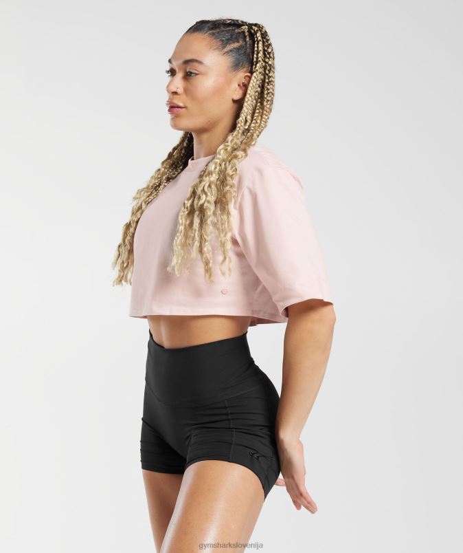 bombažna škatlasta majica ženskeGymshark megleno roza J00L2463