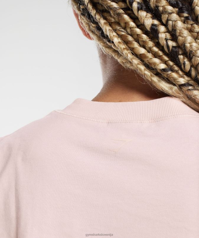 bombažna škatlasta majica ženskeGymshark megleno roza J00L2463