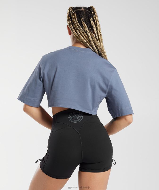 bombažna škatlasta majica ženskeGymshark večerna modra J00L2455