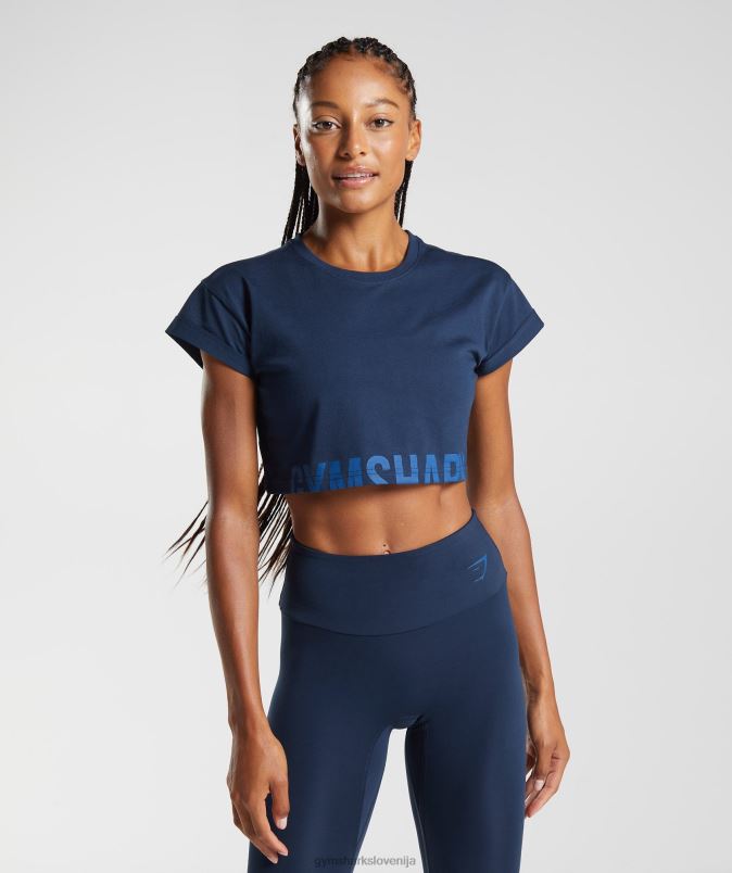 fraction crop top ženskeGymshark mornarica J00L2487