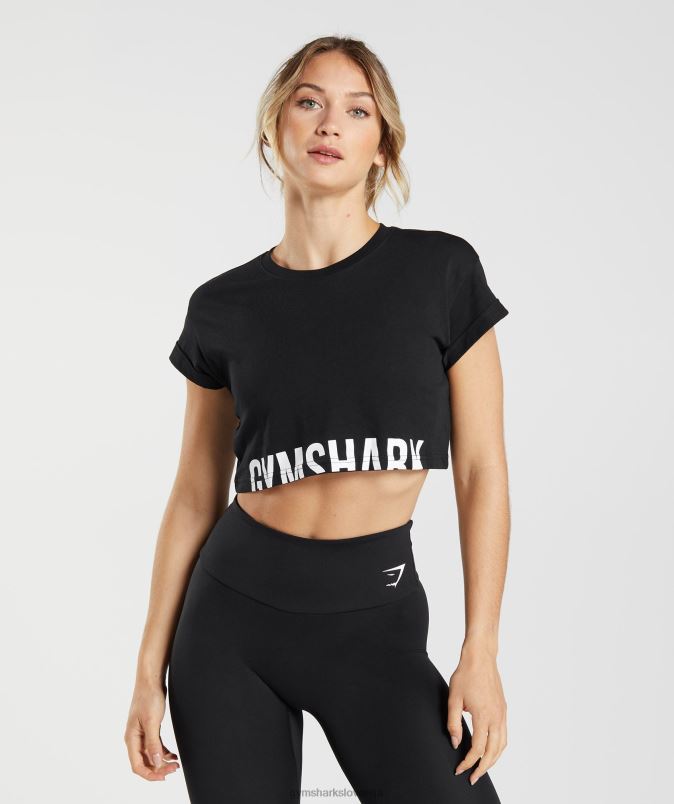 fraction crop top ženskeGymshark Črna J00L2492