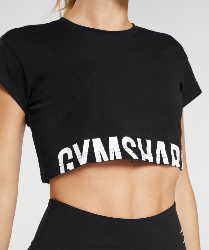 fraction crop top ženskeGymshark Črna J00L2492