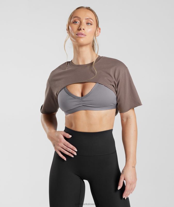 legacy top s skomigni rameni ženskeGymshark tartufasto rjava J00L2495